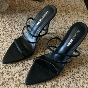 Black high heel mules